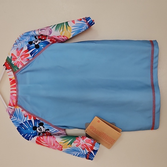 Disney Mickey Mouse Rash Guard Swim Shirt Tropical Floral Sz 5-6 UPF 50+ NWT - Picture 4 of 7